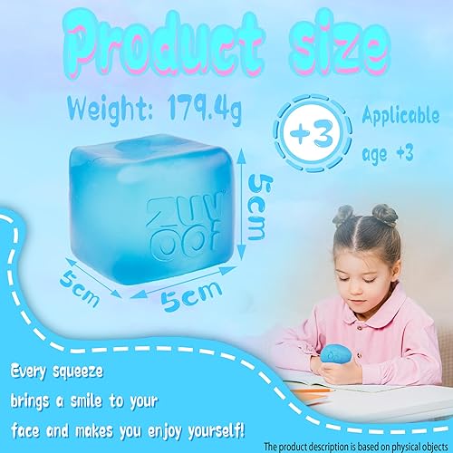 Miniatura 3 de Cubo de estrés Squishy Bolas antiestrés para adultos y niños, juguete sensorial para ansiedad para tu mejor suavidad y relajación, cubos de hielo