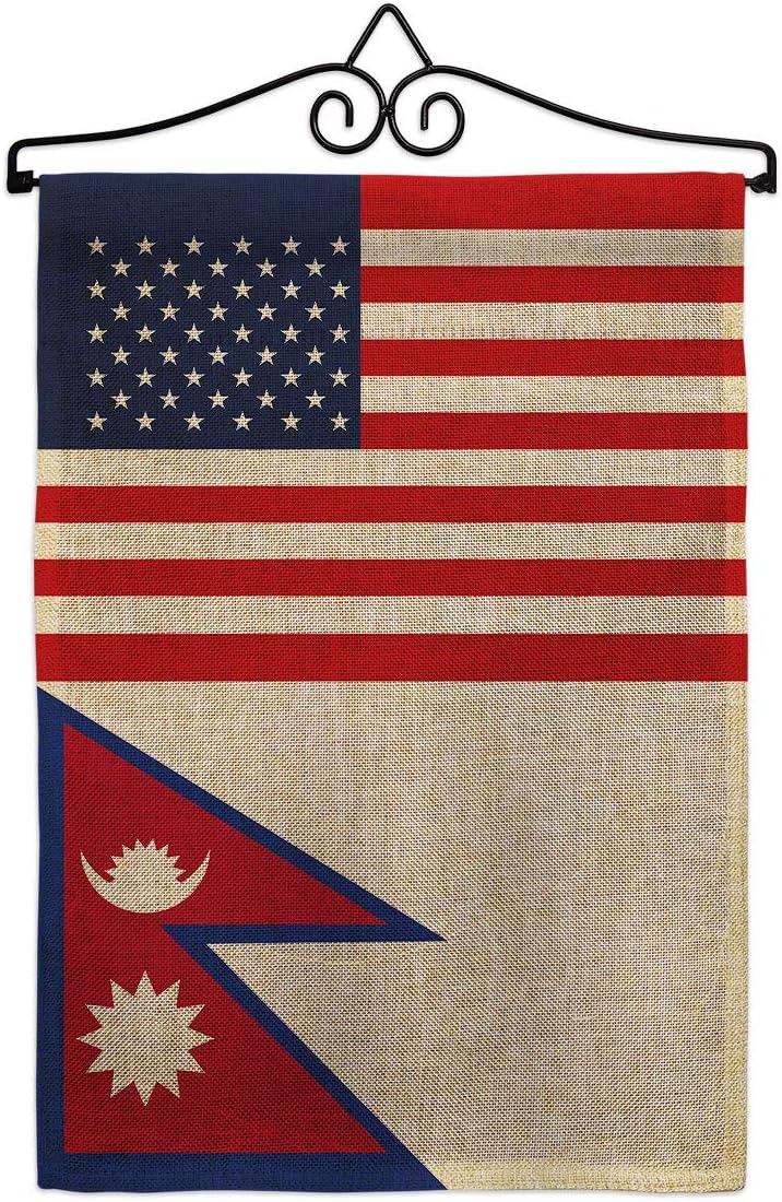 Nepal US Friendship Garden Flag Set Wall Holder Regional USA American Alliance World Country Particular Area Small Decorative Gift Yard House Banner Made In 13 X 18.5