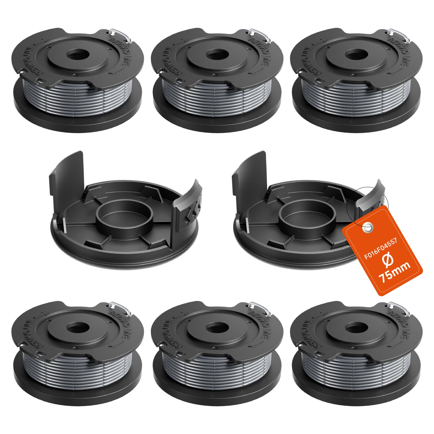 Lebenswuerze Ersatzfadenspule Für Bosch Rasentrimmer Akku EasyGrassCut 23/26/18/18-230/18-260/18-26, 6x Fadenspulen F016800569 2x Trimmerkappen F016F04557 (Nylon-Trimmerfaden Ø1.65mm Länge 4.9m)