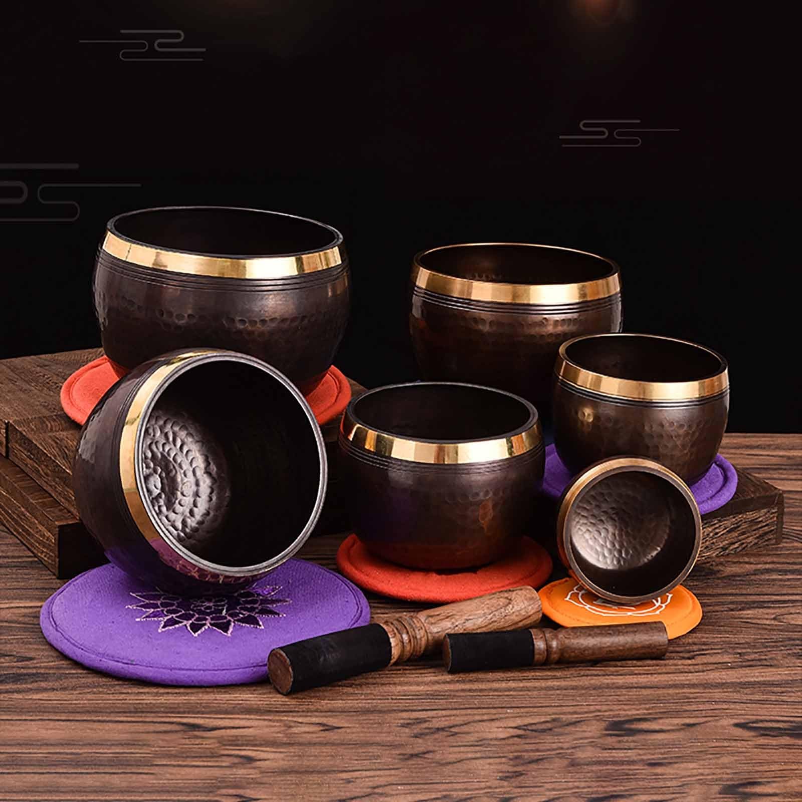 シンギングボウルとマレット Amazon | 本物のチベットシンギングボウルセット、クッション