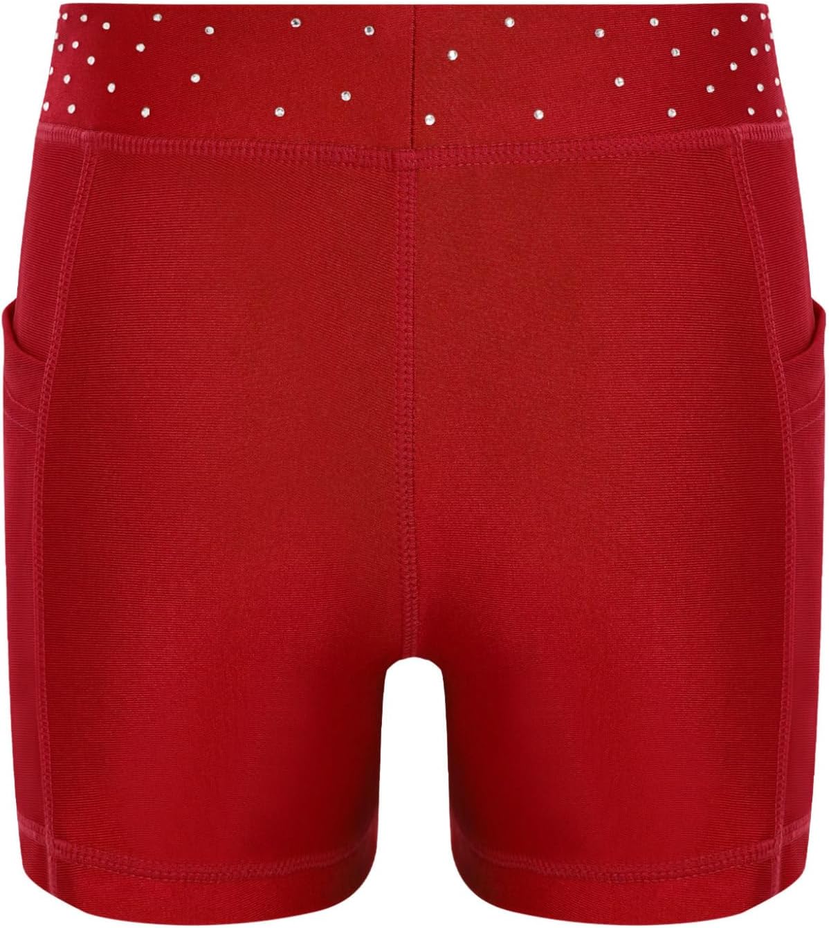 Girls Sparkling Rhinestone Dance Shorts Gymnastics Outfit Athletic Shorts with Pockets Figure Skating Ballet Costume
