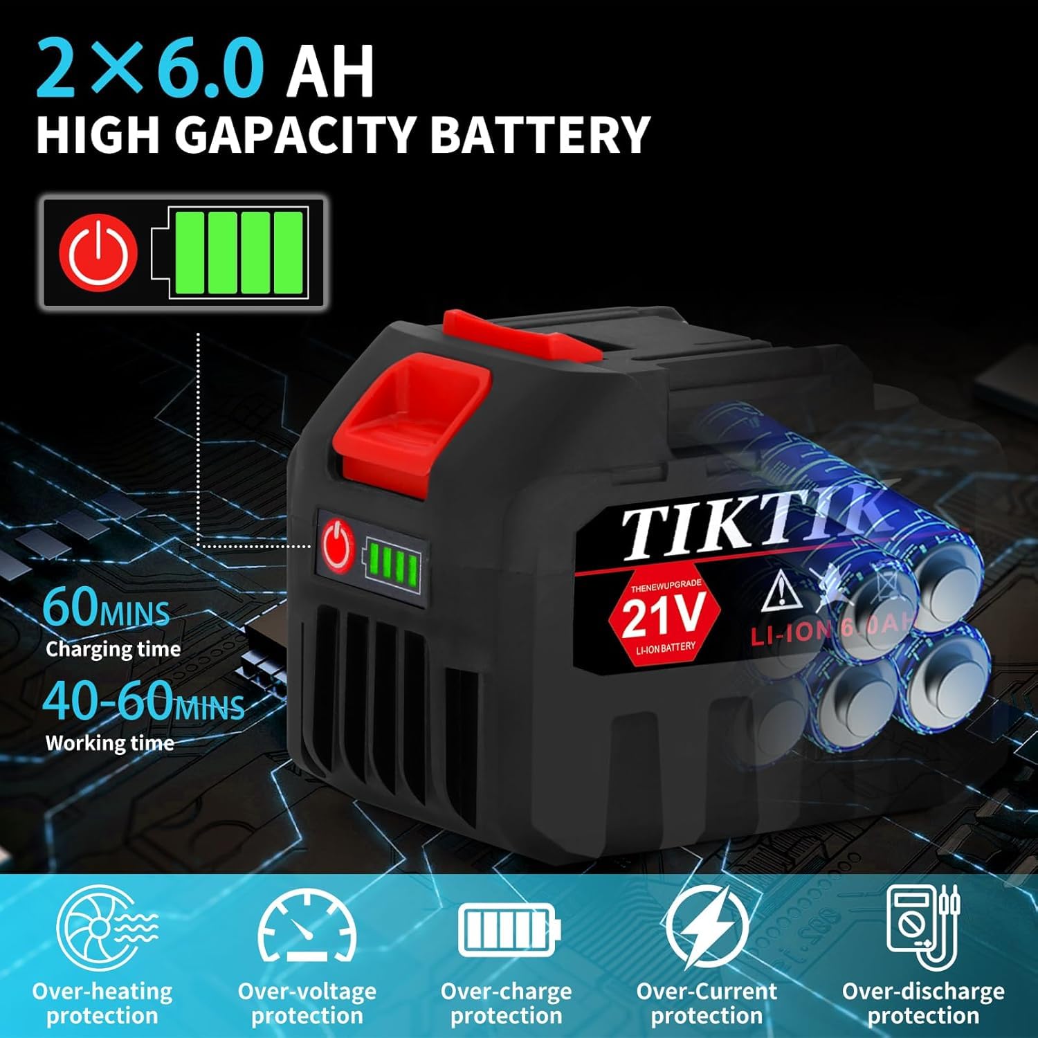 Soffiatore per foglie senza fili, trituratore leggero 24000 giri/min, 6 marce di regolazione, aspiratore e trituratore per foglie con batterie e caricabatteria per la rimozione delle foglie, in giar