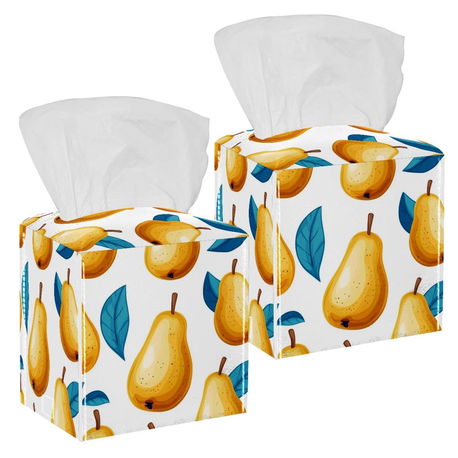 Boîte à mouchoirs en cuir en forme de poire pour masquer les emballages cartons inesthétiques
