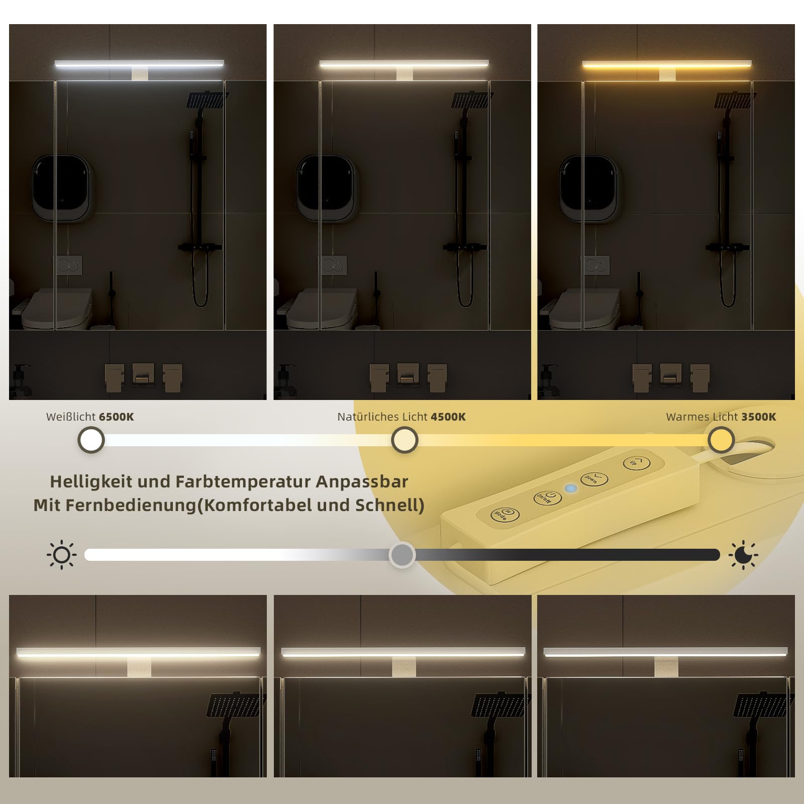 Spiegelschrank für Bad mit Beleuchtung 80x60 cm 3 Türen Badezimmerspiegel mit Steckdose höhenverstellbare Einlegeböden Wandspiegel mit Stauraum Badschrank mit Spiegel für Badezimmer (80x60cm)