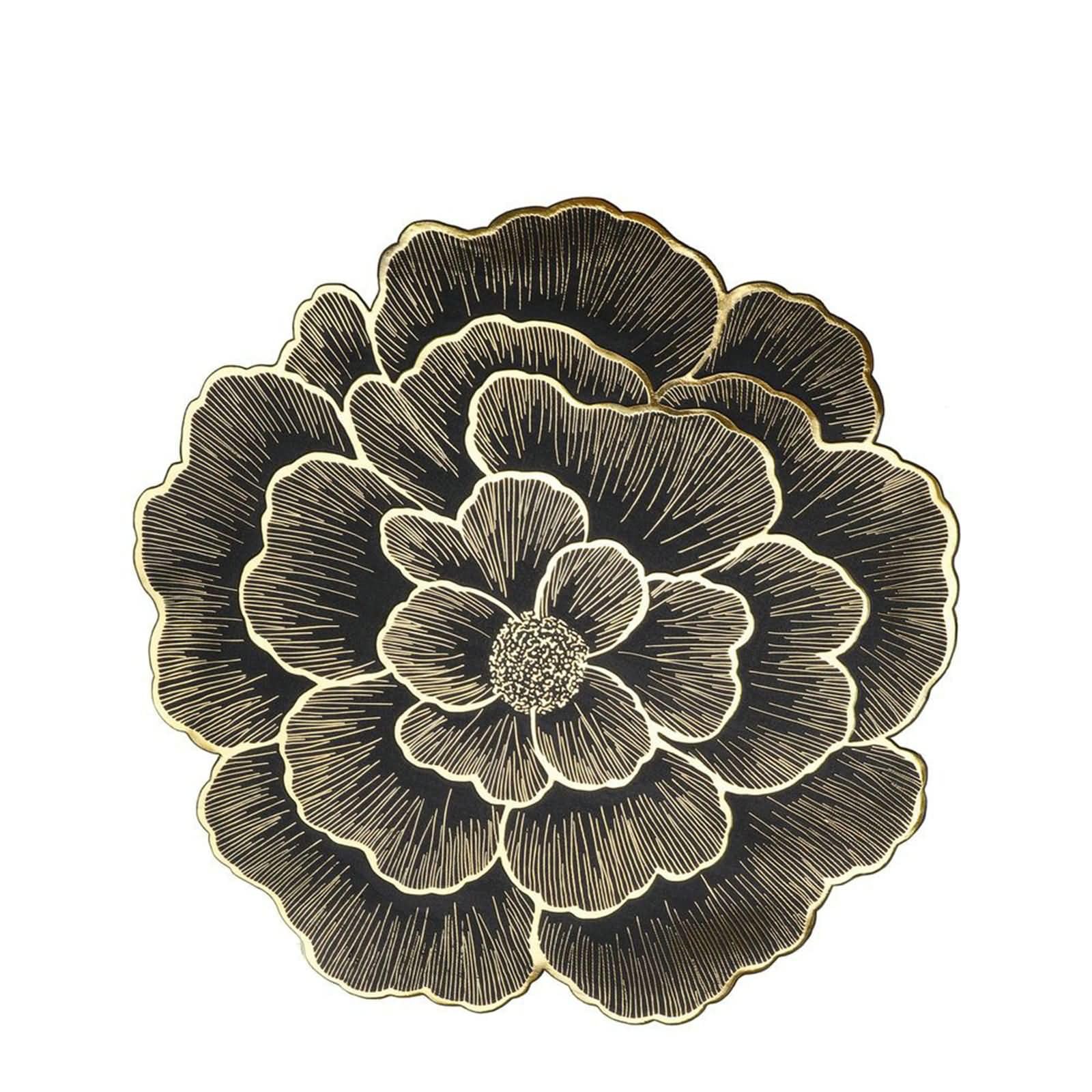 10 Pièces Napperon Table Salle a Manger Lavable, 38 CM Or Noir Set de Table Antidérapant Restaurant Lavable PVC, Couleur Unie avec Motif de Fleurs