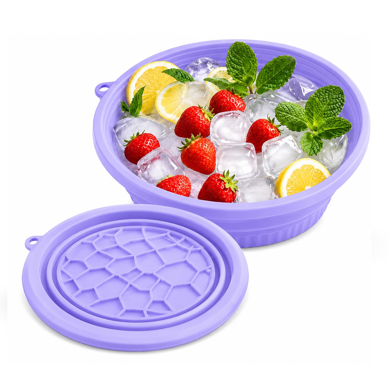 Xtrim Silicone Ice Face Bowl for Ice Water Facial, Built-In Ice Tray, Collapsible Face Ice Bath Bowl, Facial Ice Plunge Tub for Skin Tightening, Puffiness Relief, Ice Water Facial Bowl for Acne Care, Assorted-image-1