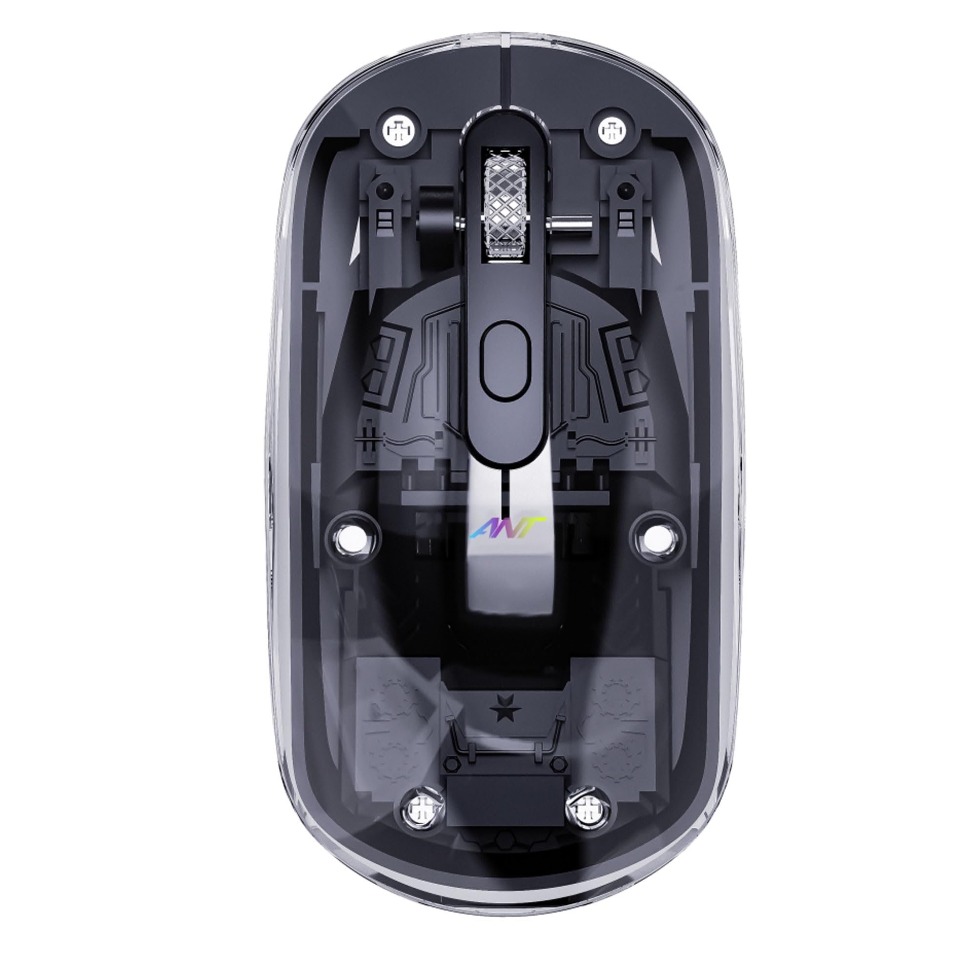 ant esports ANT OM140 PRO Ultra Lightweight Transparent Wireless 2.4Gz Bluetooth Mouse with RGB Lighting Rechargeable Battery Slim Portable Mouse for Laptop PC MacBook Chromebook iPad Tablet_ Black-picture-25