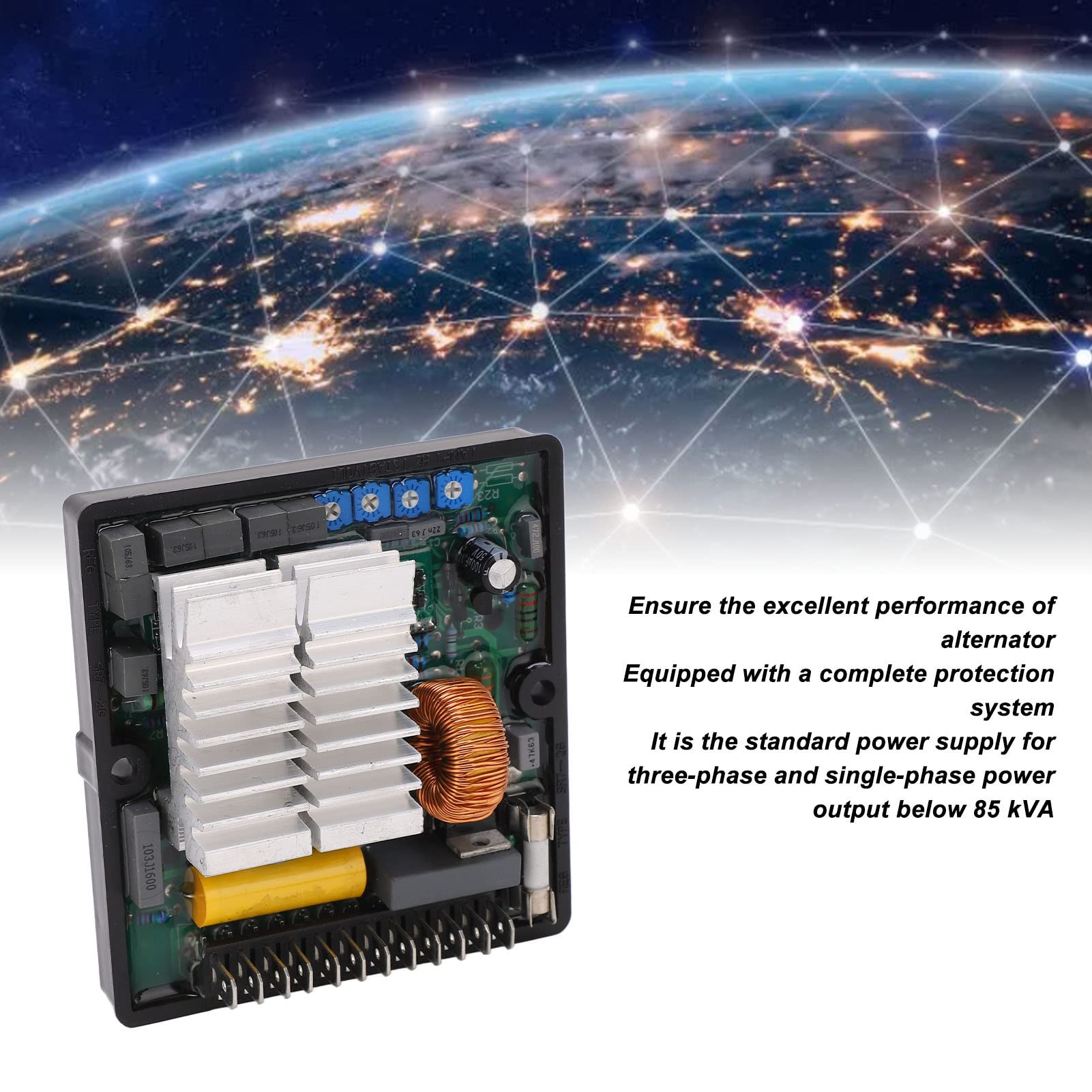 Haofy Regulador de Voltaje Avanzado Mecc Alte SR7-2 ABS AVR Board, Configuraciones Simples, Rendimiento Estable, Adecuado para Salidas de Energía Monofásicas, de Protección Confiable