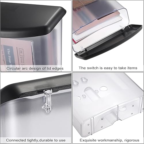 Miniatura 5 de BTSKY Soporte para folletos al aire libre, caja de exhibición de literatura de plástico, soporte para postal de montaje en pared con tapa negra,