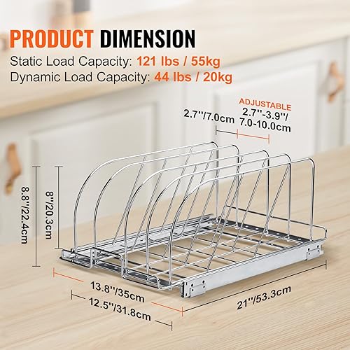 Miniatura 3 de VEVOR Estante para sartenes y ollas, organizador extensible para debajo del gabinete, bandeja para hornear bandejas para hornear, separadores de