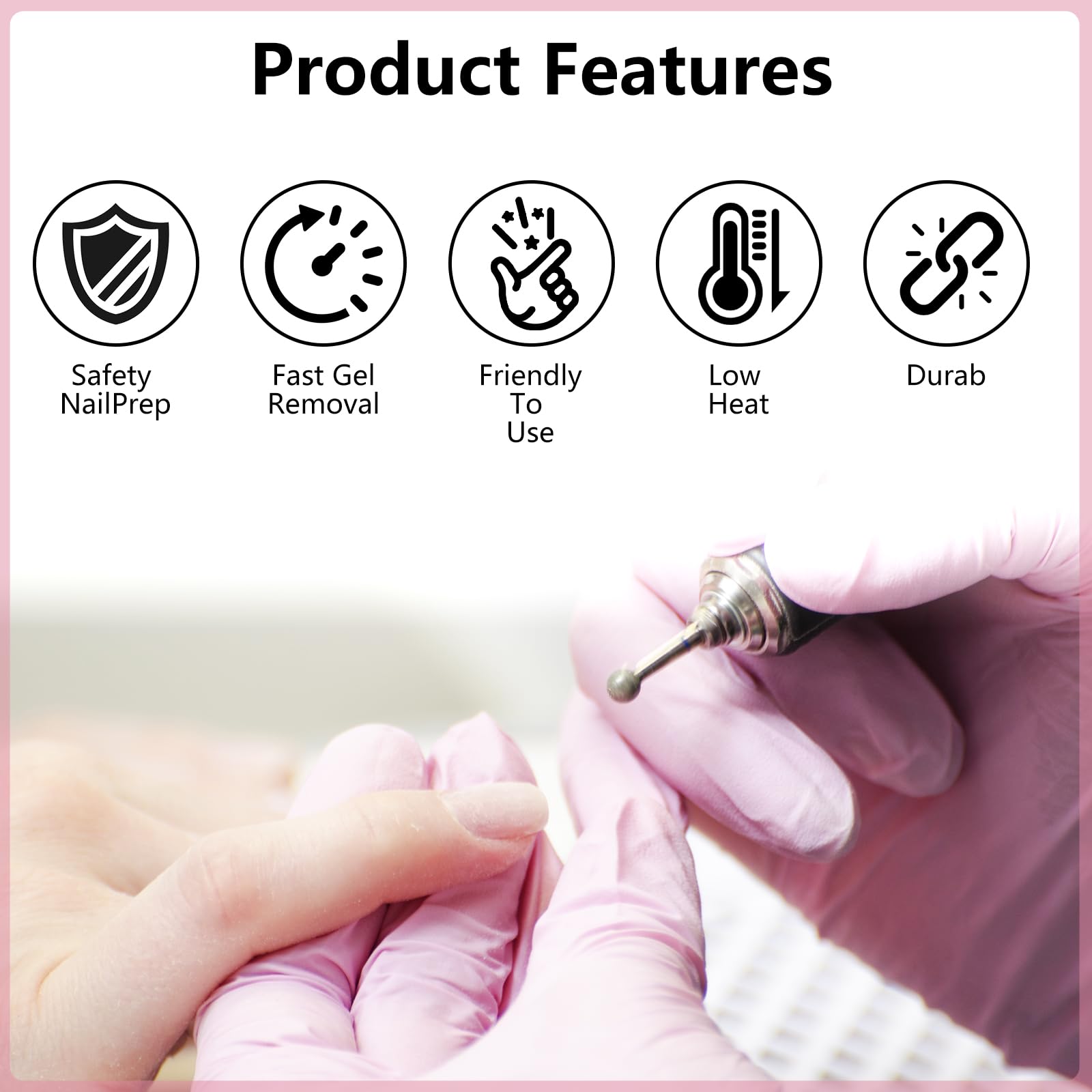 Juego de brocas de uñas de diamante de seguridad profesional, brocas de cutícula de carburo de 3/32 pulgadas para manicura y pedicura eléctricas, 30 piezas 6