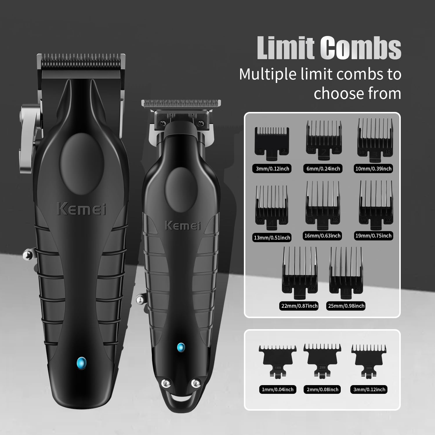 KEMEI Professionelles Haarschneidemaschinen-Set für Männer, schnurloser Haarschneider & Folienrasierer, Friseurschneider mit 2500 mAh großem Akku, R-Typ verstellbar, Ladestation