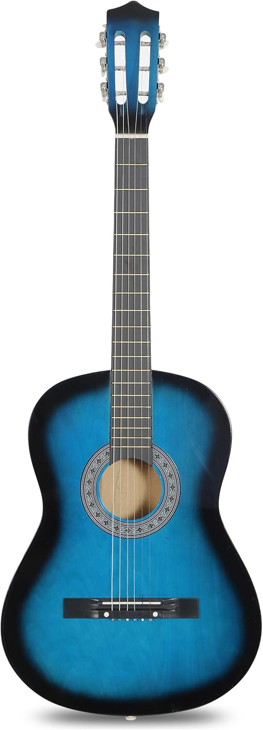 JungleA 38" Beginner Acoustic Guitar Kit for Kids Student Starter Music Lovers, 6-String Wood Folk Guitar with Gig Bag, Extra Set Bundle Steel Strings, Strap, Pitch Pipe and Pick (Blue)