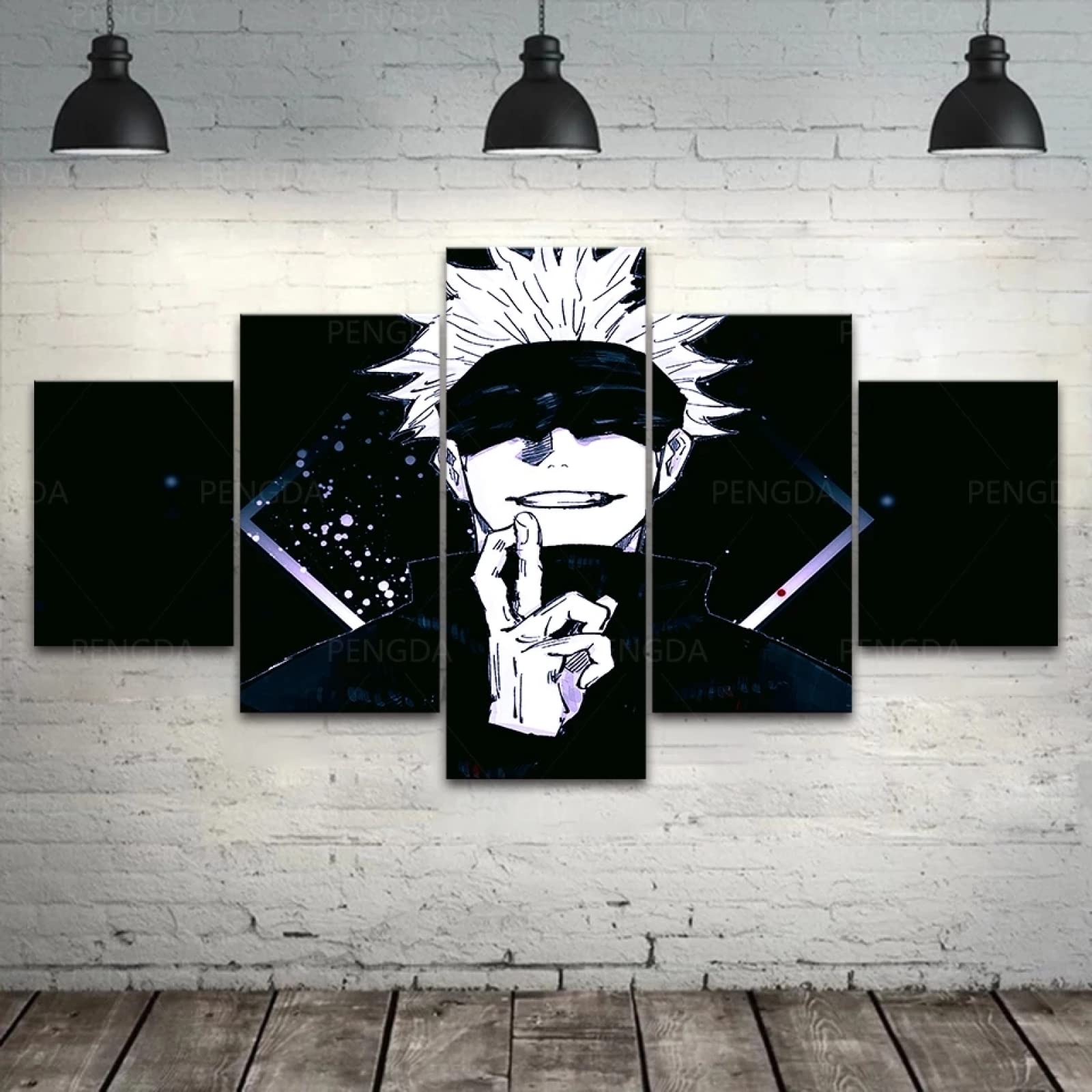 MPPSU Jujutsu Kaisen Anime-Poster Kunstdrucke Modular Wandkunst Modern Wanddekoration Wandbilder Wohnzimmer Schlafzimmer Leinwandbild 5 Teiliges Leinwände Kreatives Geschenk Mit Rahmen 100 * 50cm