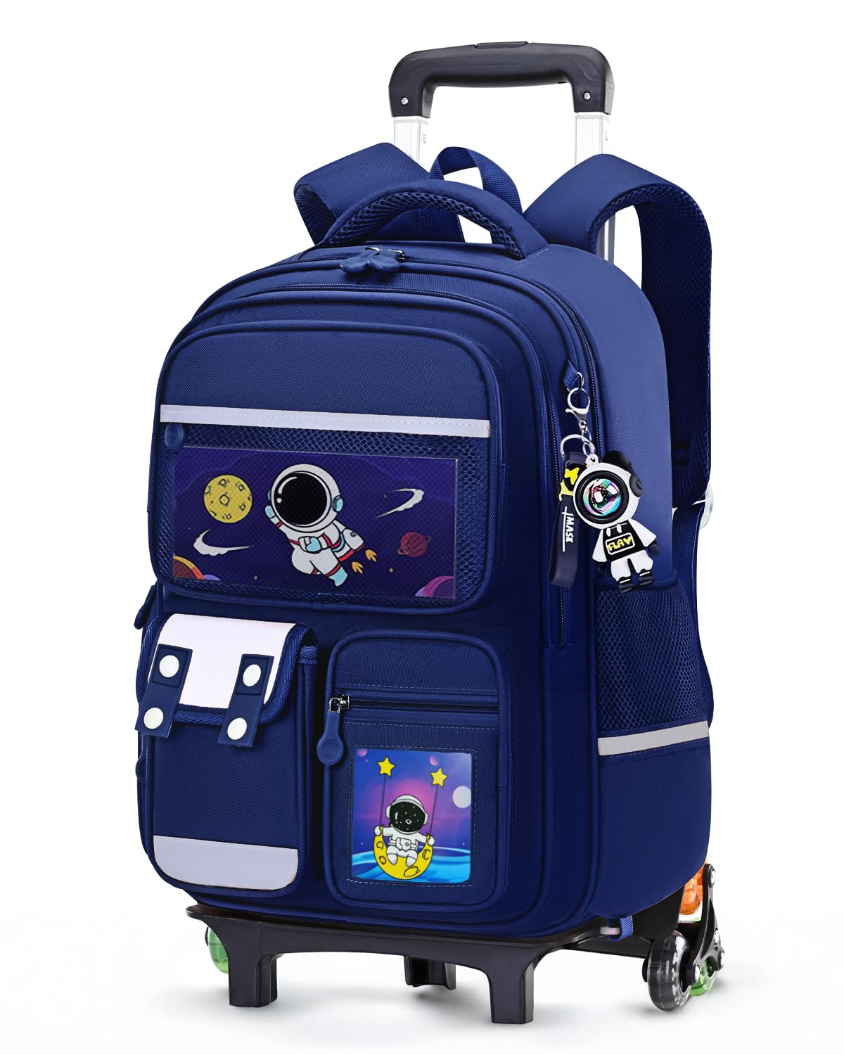 Amythe Mochila Escolar con Ruedas para Niño, Mochila Infantil con Carrito Desmontable 6 Ruedas, 20LMochilas Colegio Grande con Carro para Primaria, Edades 6-10 Años,Azul