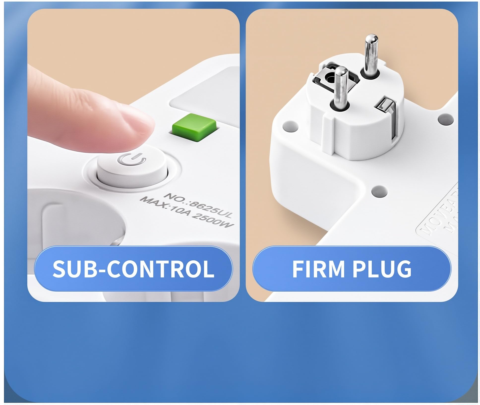 Regleta de Enchufe de Pared con 4 Tomas Europeas, Adaptador con USB C y 2 USB A, Ladrón de Enchufe con Interruptores Independientes para Hogar y Oficina — view 5