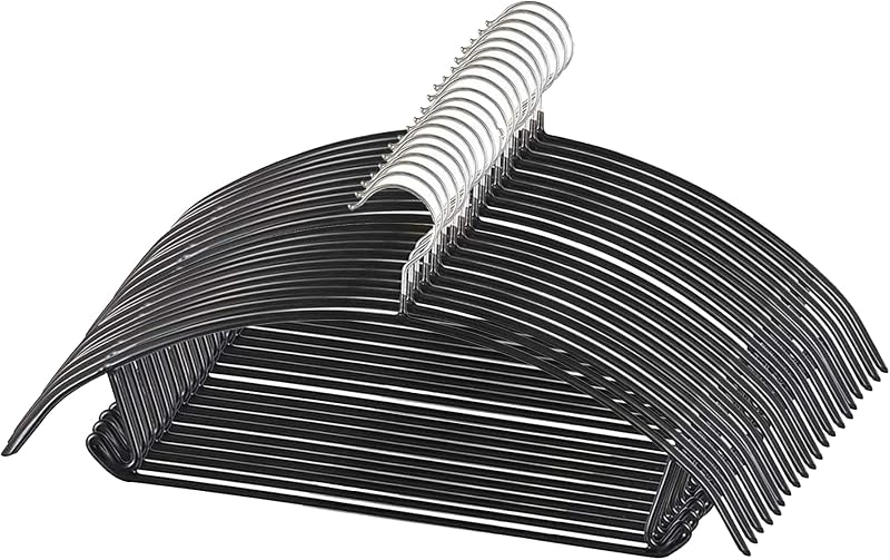 Premium PVC Coating Metal Hangers 20 Pack, Heavyduty, Non Slip Slimline, Suit Jacket T Shirt Hangers, Space Saving Clothes Hanger (Black)