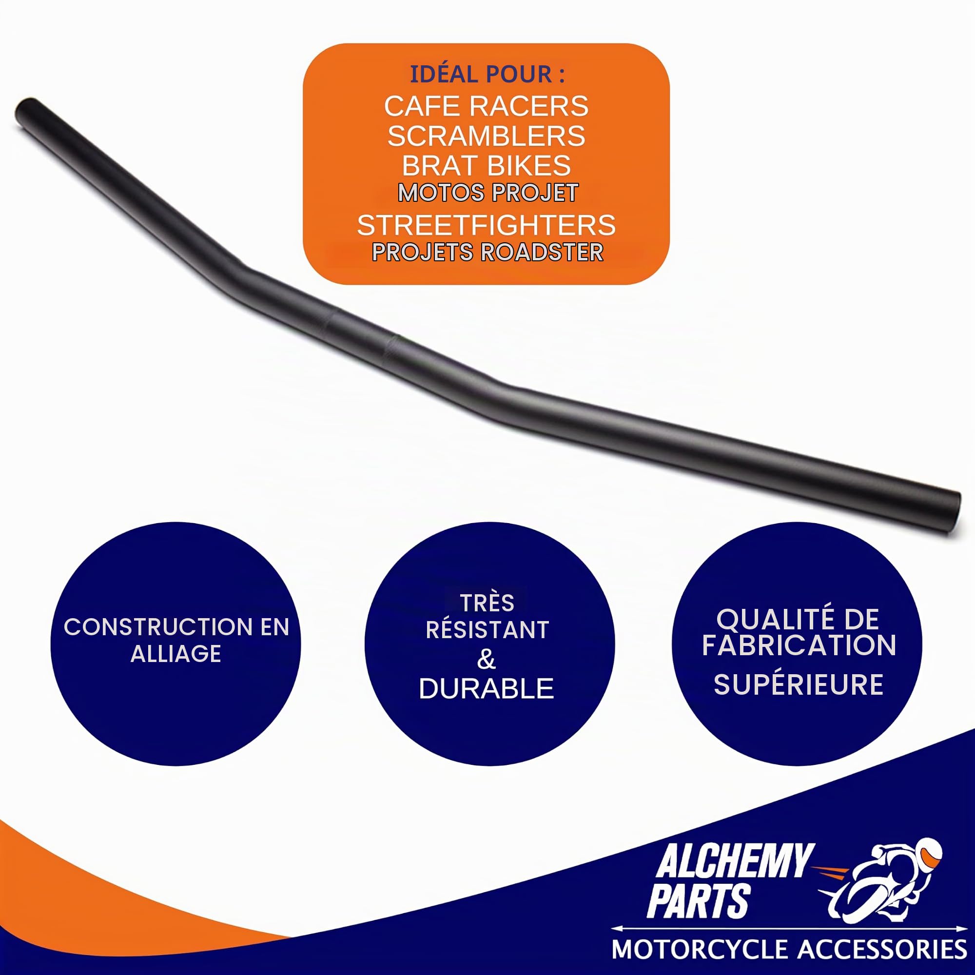 Guidon Moto 25mm pour Projet Streetfighter | Roadster | Supermotard | Enduro