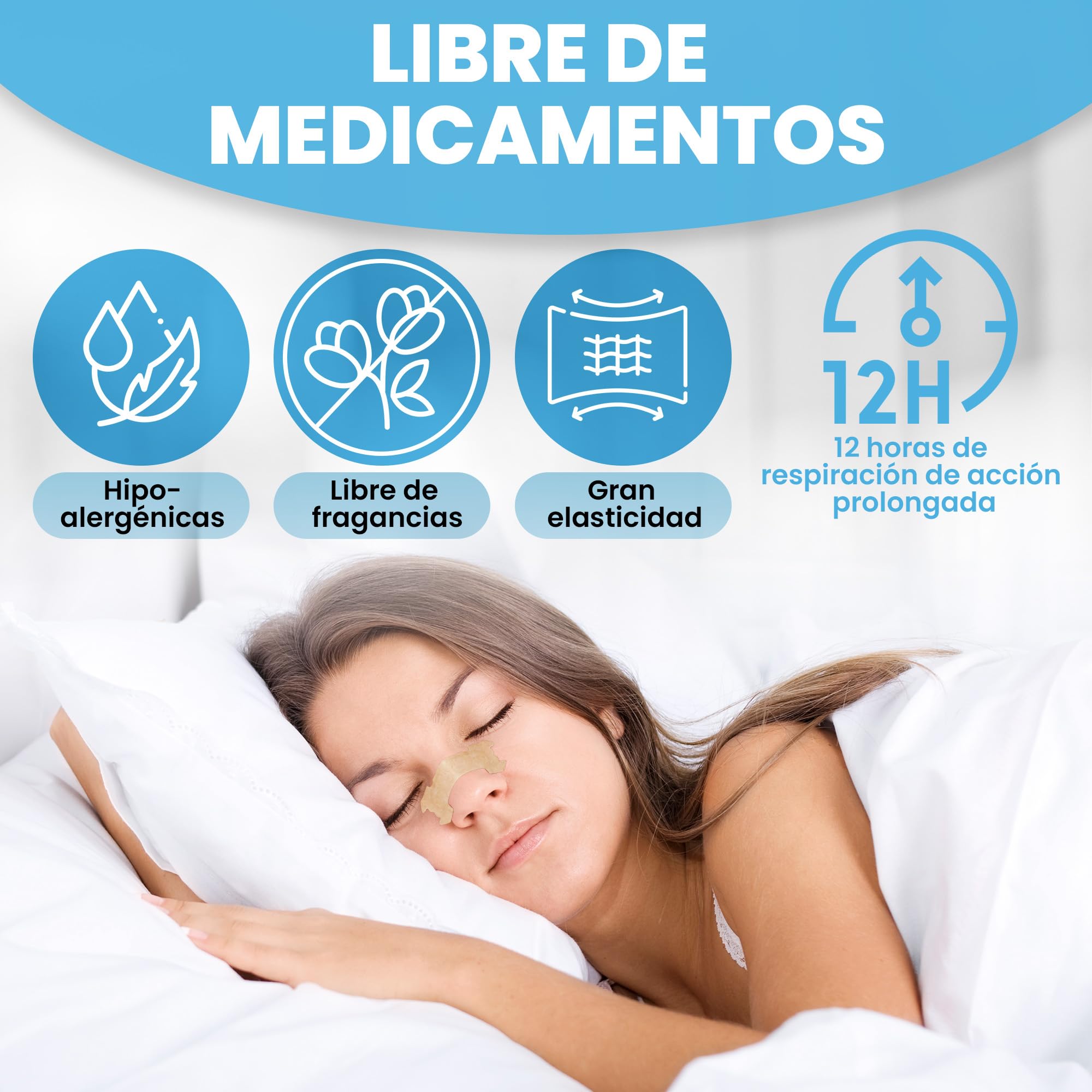 120 Tiras Nasales Antironquidos Extra Fuertes 19x66mm, Adhesivas para Mejorar la Respiración y Reducir Ronquidos, Pack de 120 Unidades