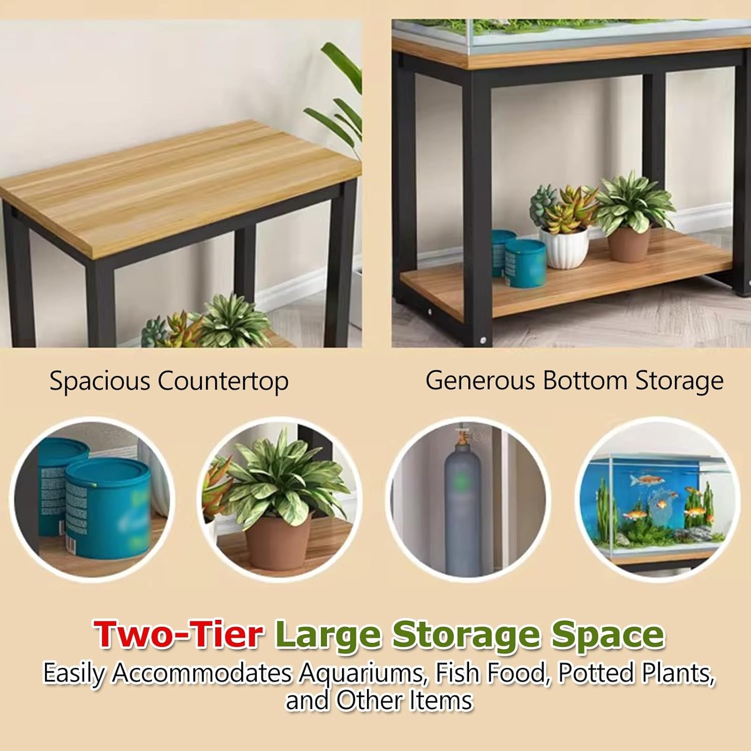 Floor-standing Fish Tank Base, Multi-purpose Storage Shelf, Two-tier Aquarium Stand, Easy To Assemble, Height 70cm/27.6in(White,LxW50x30cm/19.7x11.8in)