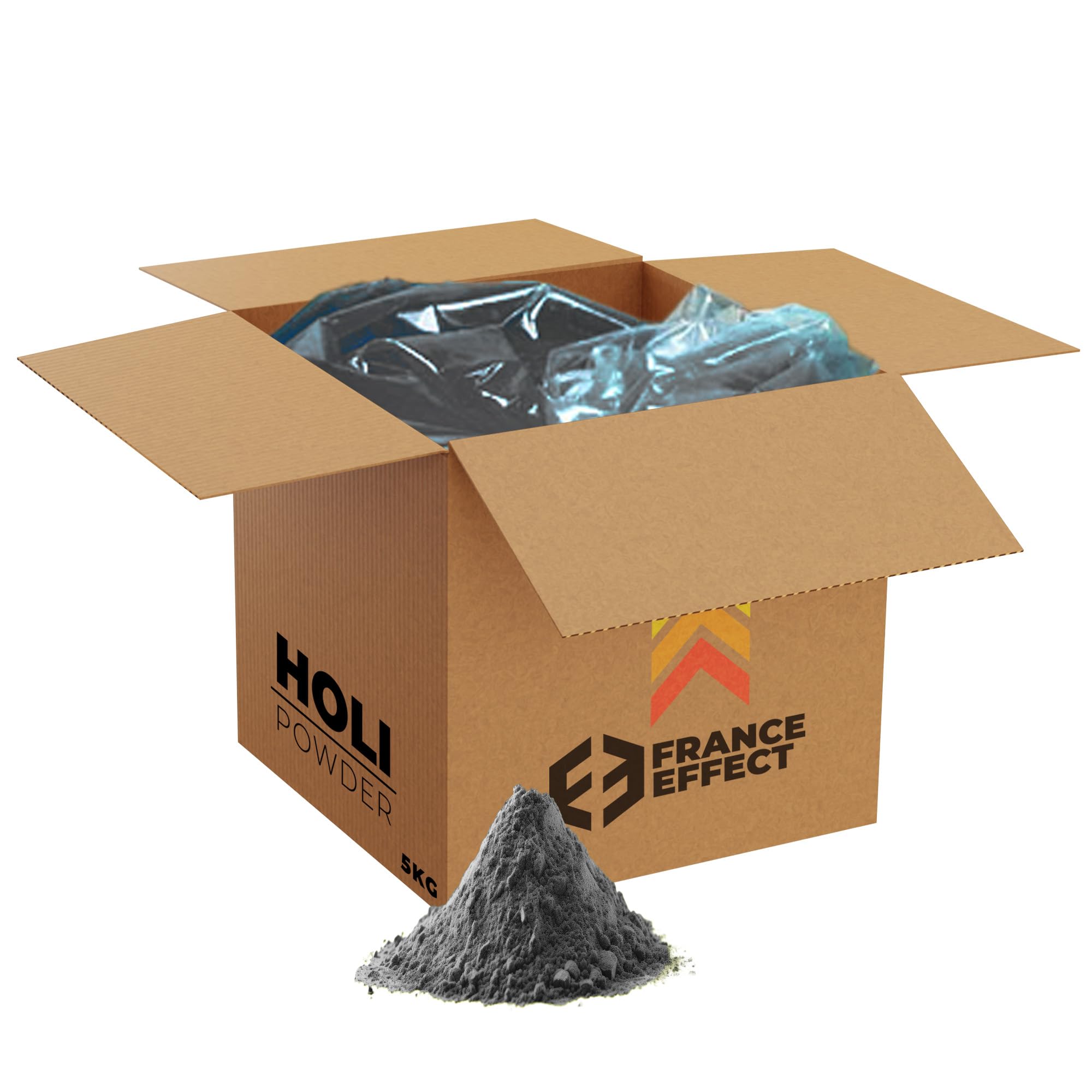 Poudre Holi - 5 Kg de poudre Holi Colorée - Format Maxi Économique - 100% Naturelle, Non Toxique - France Effect (Noir)