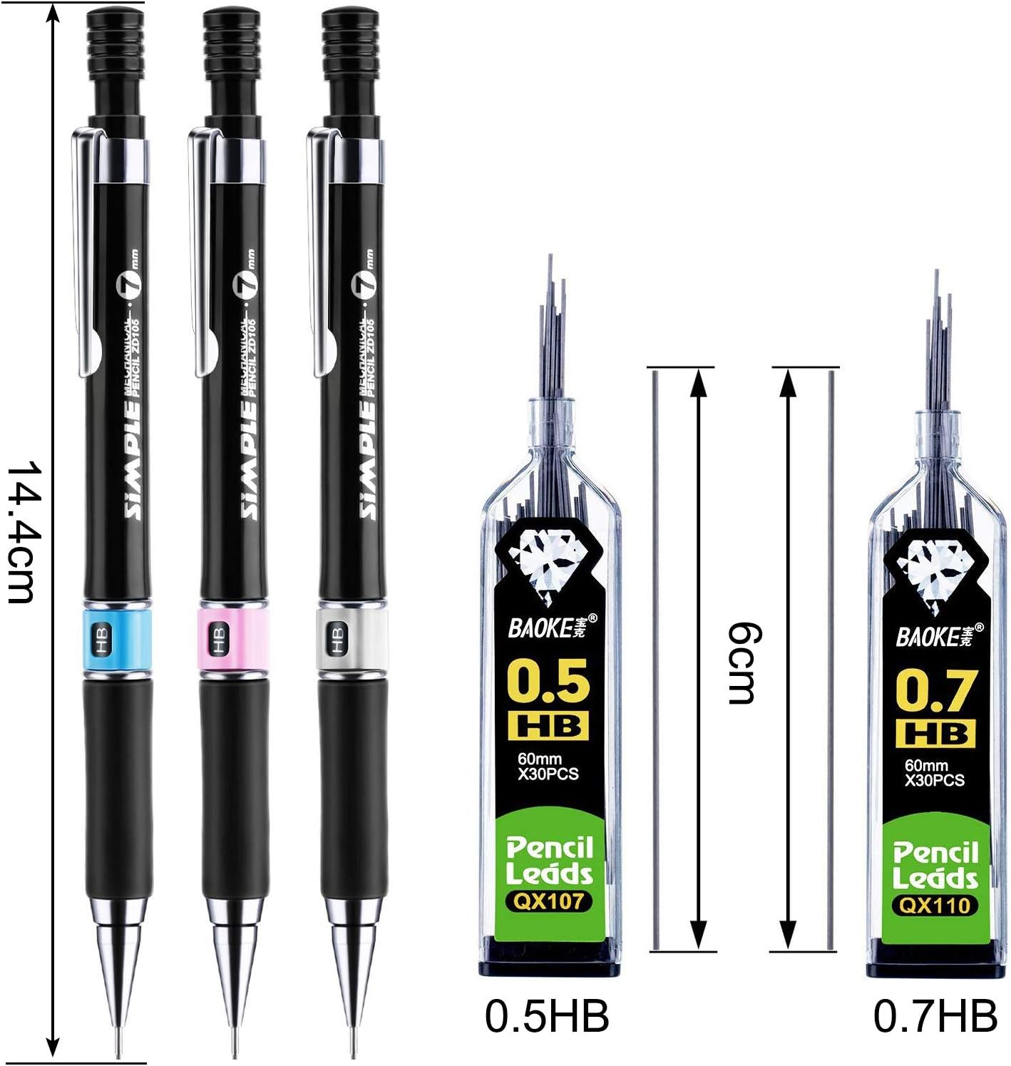 Mechanical Pencil Set, ExcelFu 12 Pieces 0.5 mm and 0.7 mm Mechanical Pencils with HB Lead Refills for Writing, Drawing, Signature
