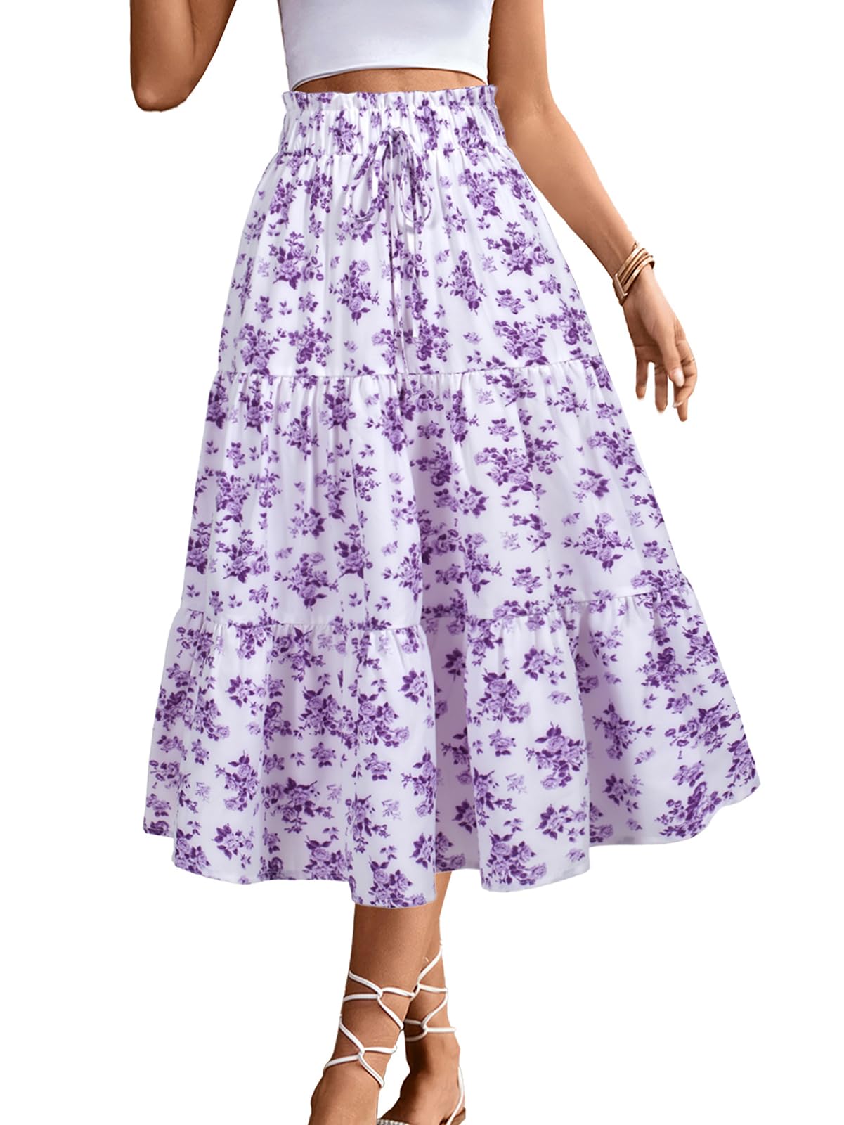 MSLG Damen Womens Floral Skirt Rock (1er Pack)