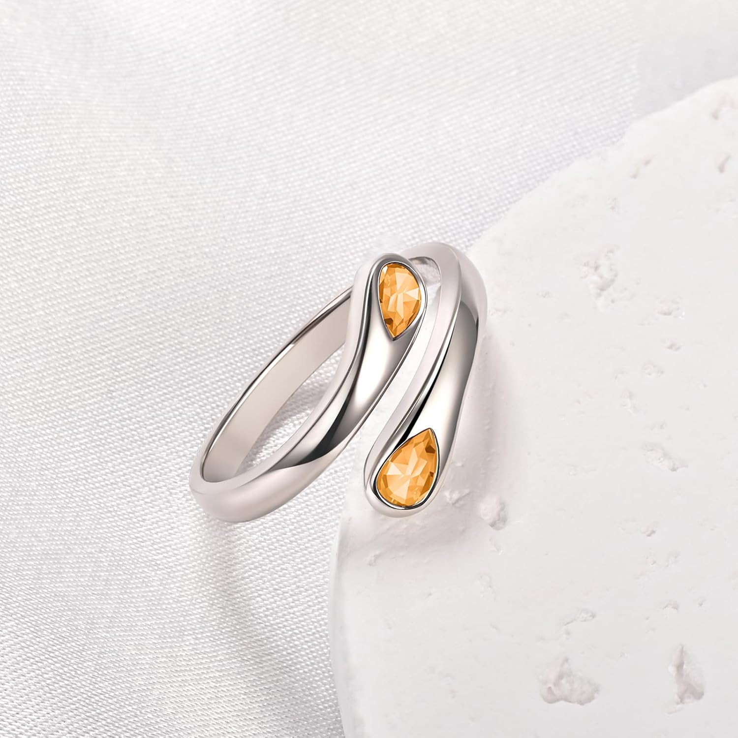 Fookduoduo Sterling Silver Adjustable Thumb Birthstone Rings for Women Promise Love Pinky Ring for Her Birthday Gifts Jewelry