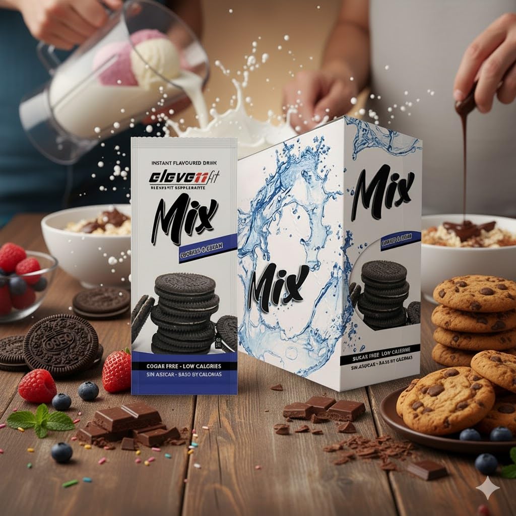 BEBIDAS MIX de ELEVEN FIT, 10 Sobres DULCES Variados SIN AZÚCAR, Bebidas Instantáneas Bajas en Calorías, 9g x 10 Sobres, Sabores para preparar postres, mezclar con leche...