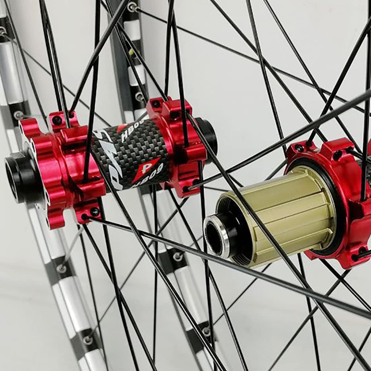Set di Ruote per Mountain Bike 26/27,5'' 29 Pollici MTB Freno a Disco Perno Passante Cerchio a Raggi Dritti Mozzo 24H per Cassetta a 7 8 9 10 11 12 velocità