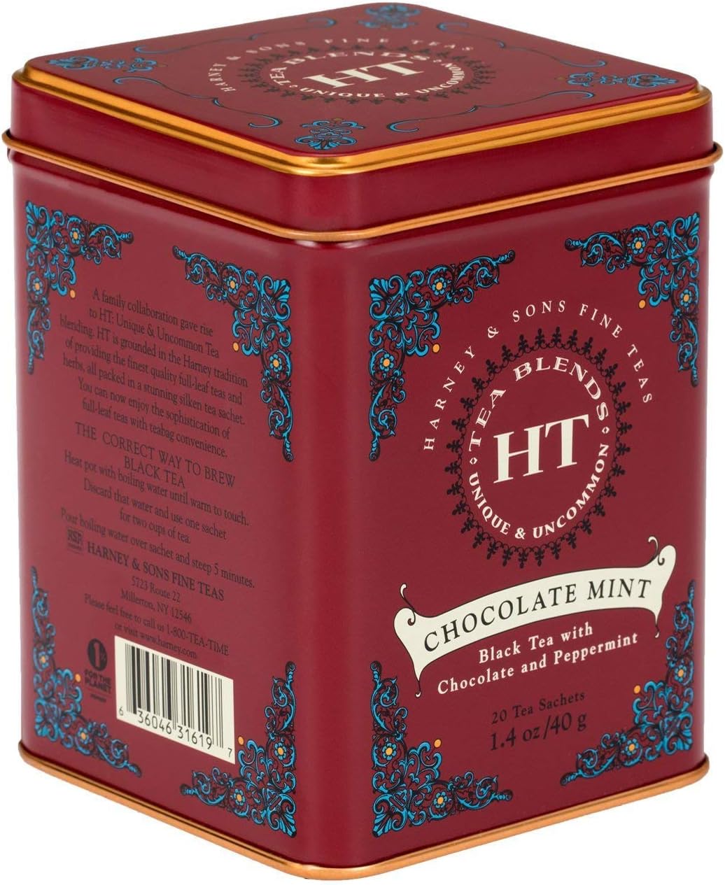Harney & Sons Hot Tea, Chocolate Mint, 20 Count (pack Of 4)