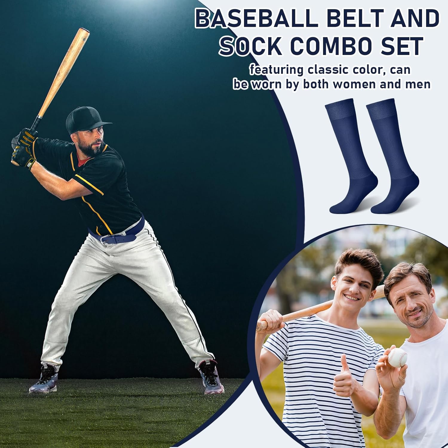 Zhanmai Baseball Belt and Socks Combo Adjustable Softball Socks and Elastic Waist Belt for Youth Boys Girls, Adult - Image 4