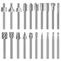 Vista 1 de Wood Carving Bits Engraving Router Bit, 20pcs HSS Different Rotary Burr Set with 1/8"(3mm) Shank for Rotary Tools for DIY Woodworking, Carving