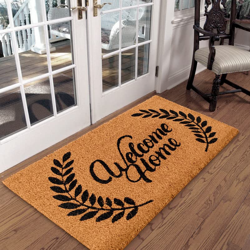 LuxUrux Welcome Mats Outdoor Coco Coir Doormat, with Heavy-Duty PVC Backing - Natural - Perfect Color/Sizing for Outdoor/Indoor uses. (24 x 36 Inch, Welcome Home)