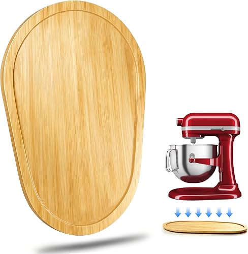 Bamboo Stand Mixer Slider Mat,Countertop Appliance Sliding Base Tray Mover Caddy for KitchenAid 5-8 Qt Bowl Lift Stand Mixer,Heavy Duty Kitchen Mixer Natural Bamboo (For 5-8 QT Bowl Lift-Natural)