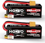 HOOVO 4S Lipo Batterie 14,8 V 6500 mAh 120 C RC Batterie Étui Rigide avec Prise XT90 pour RC Buggy Truggy Crawler Monster Car Boat Racing Drone UAV Drone FPV Hobby (2 Paquets) - 1