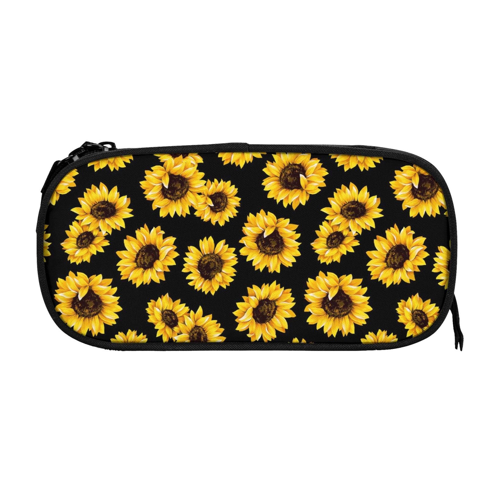 Large Capacity Sunflowers Pencil Case for Girls, Pencil Pouch for School Stuff Student Stationery, Office Supplies Marker Soft Organizer Pen Box,