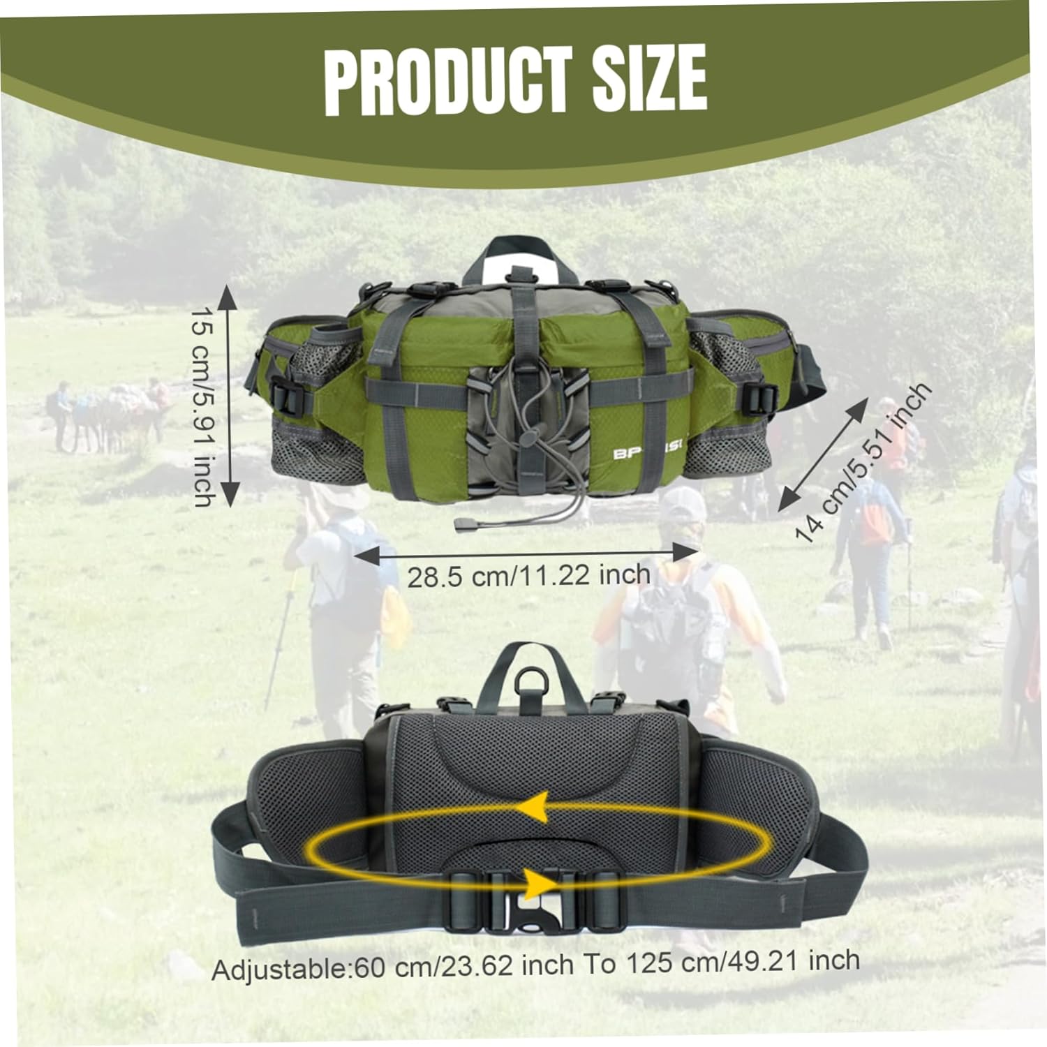 Fanny Pack Waist Bag, Waist Pack with Two Water Bottle Holder, Hiking Fanny, Lumbar Backpack for Running Walking DogWalking Travel Cycling