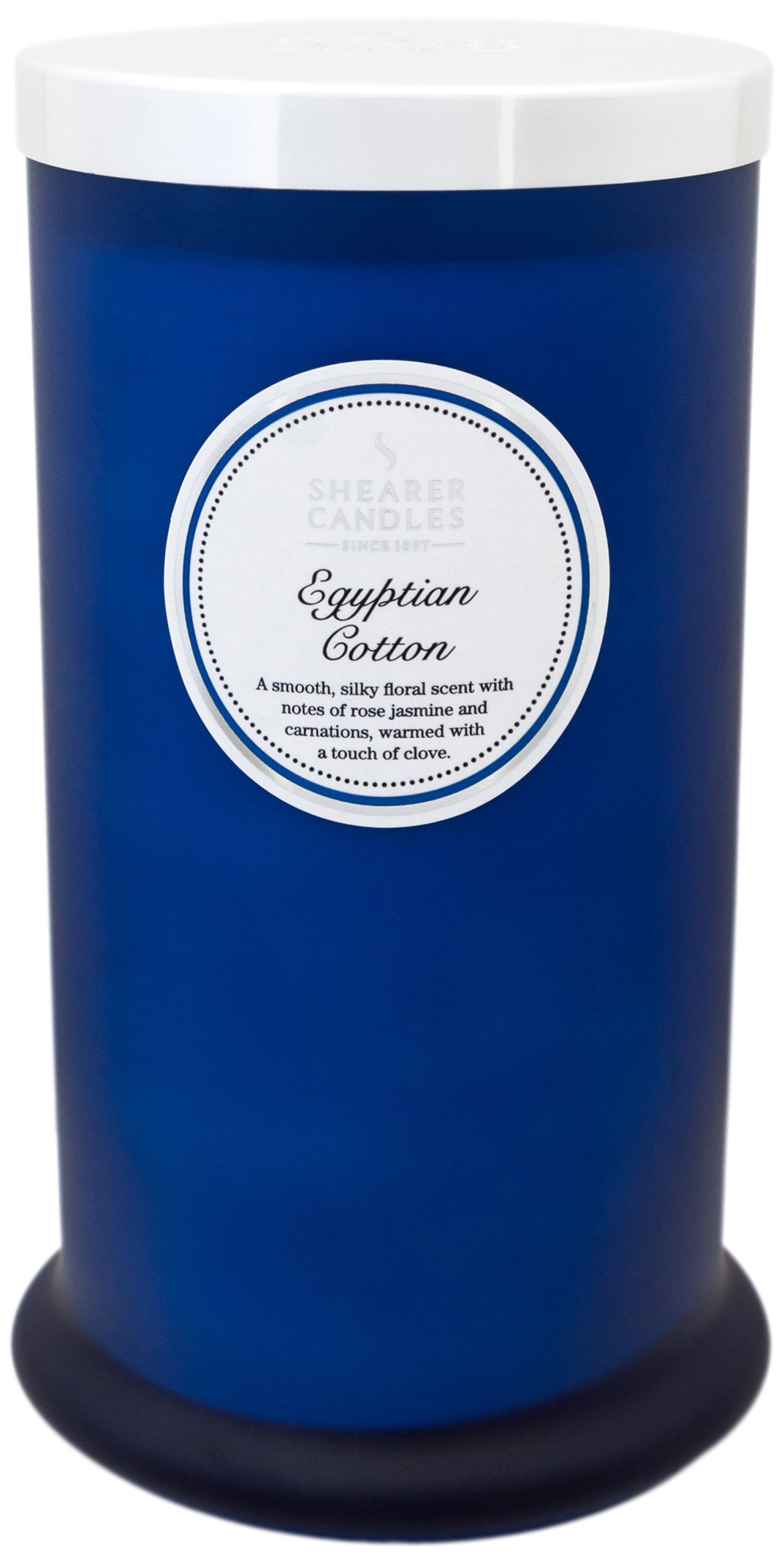 ShearerCandles Egyptian Cotton Scented Tall Pillar Jar Candle with Silver Lid-Blue