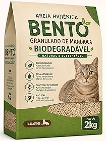 Areia Sanitária Higiênica para Gatos 2kg Biodegradável de Mandioca Alto Poder de Absorção Natural sem Perfume Torrão Firme Baixa Poeira para Caixa de Areia e Ajuda no Controle de Odores