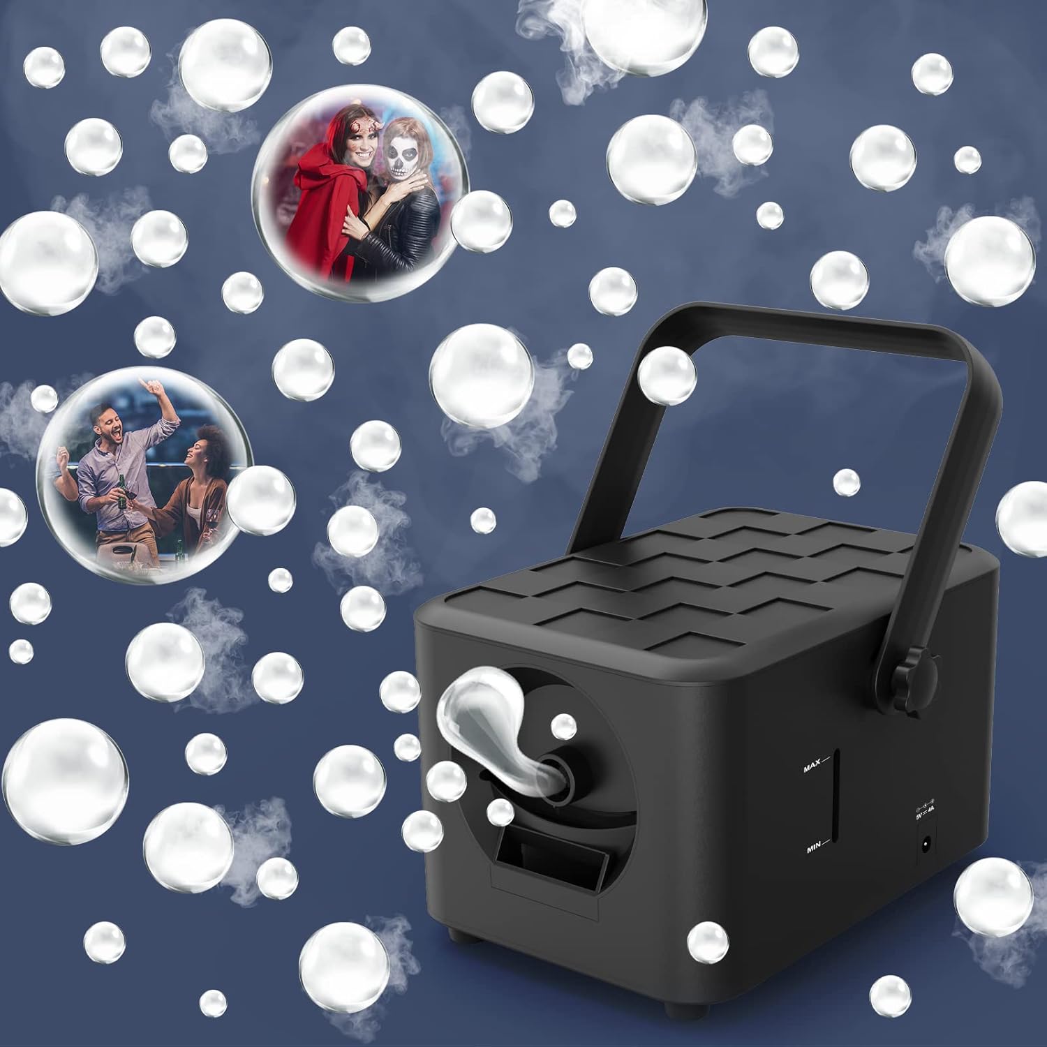 Amazon フォグバブルマシン 高出力スモークバブルブロワー 5000個以上のホワイトスモッグバブル/分 2イン1 フォグ&バブル効果