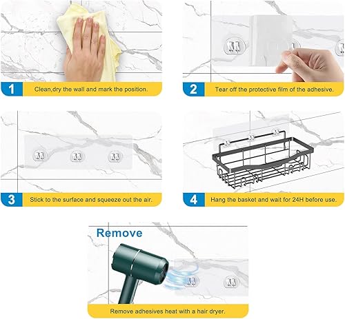 Miniatura 7 de Youvip Organizador de ducha, organizador de ducha paquete de 5, estantes de ducha de baño inoxidables para ducha interior, organizador de ducha