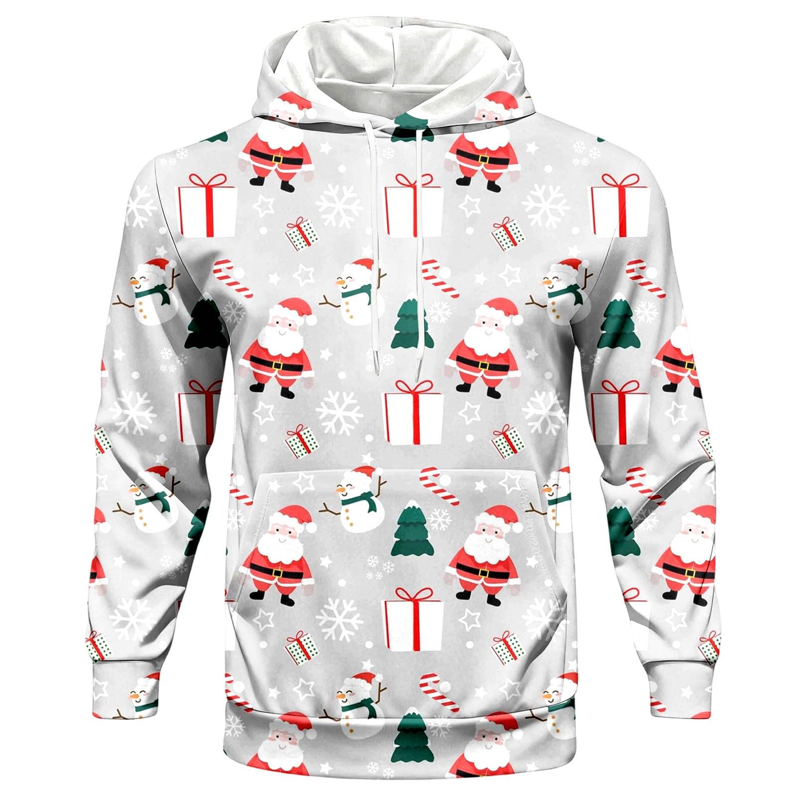 Generisch Tuta natalizia da uomo, per jogging, Natale, set di tute natalizie, 2 pezzi, stampa 3D, divertente abbigliamento natalizio con felpa in pile + pantaloni da jogging
