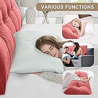 Vista 19 de Large Triangular Headboard Pillows Long Backrest Positioning Support Bolster Cushion for Daybed Fluffy Quality Plush Body Wedge Pillow with Pink