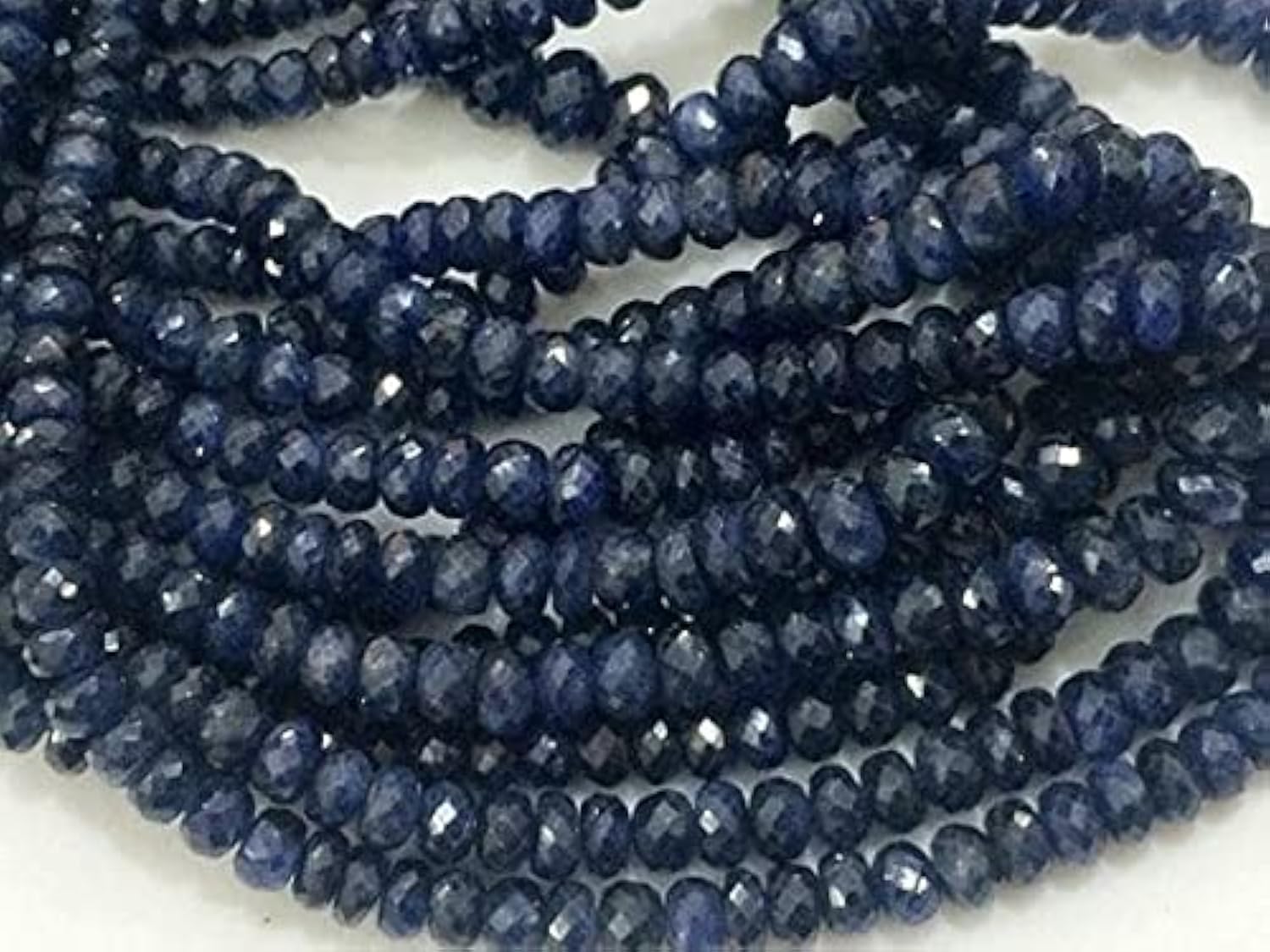 LKBEADS 1 sznurek naturalny szafir naszyjnik, szafirowa biżuteria, oryginalny szafir naszyjnik, około 3,5 mm - 6,5 mm, 25 cm