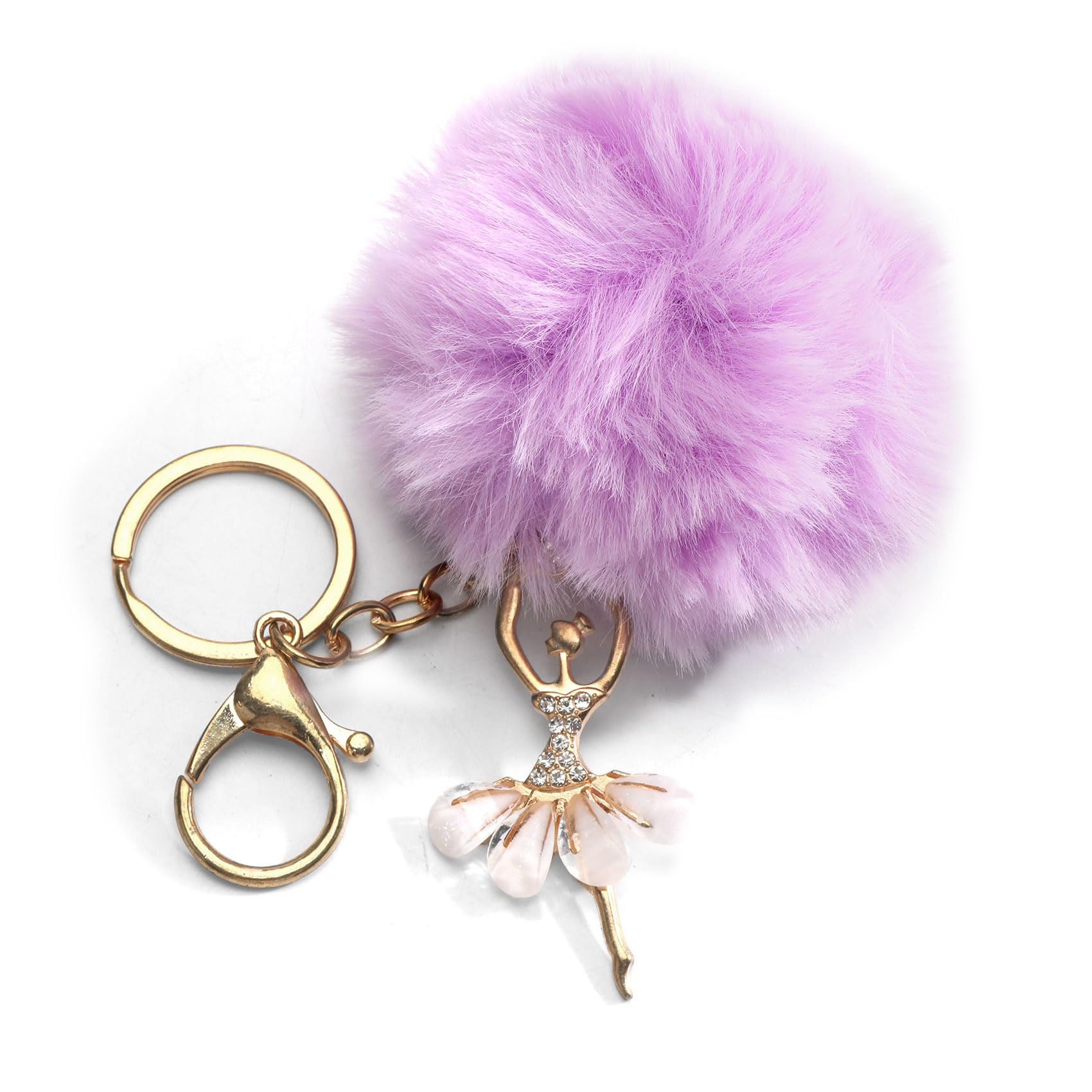 OBEISN Personalisierter Damen-Schlüsselanhänger, Glitzer-Strass-Ballettschuhe Und Flauschiger Plüschball-Anhänger Als Geschenk Für Die Freundin, Zum Geburtstag Oder Zu Einem Besonderen Anlass