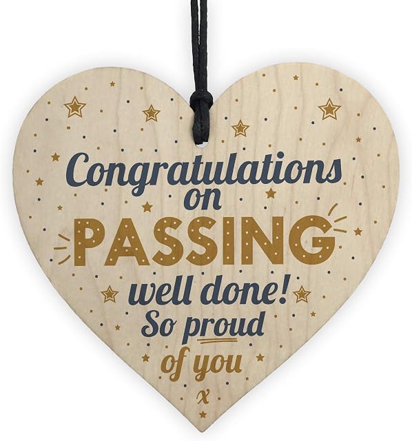 RED OCEAN Congratulations You PASSED Wooden Heart University Colleague Exam Graduation Gift