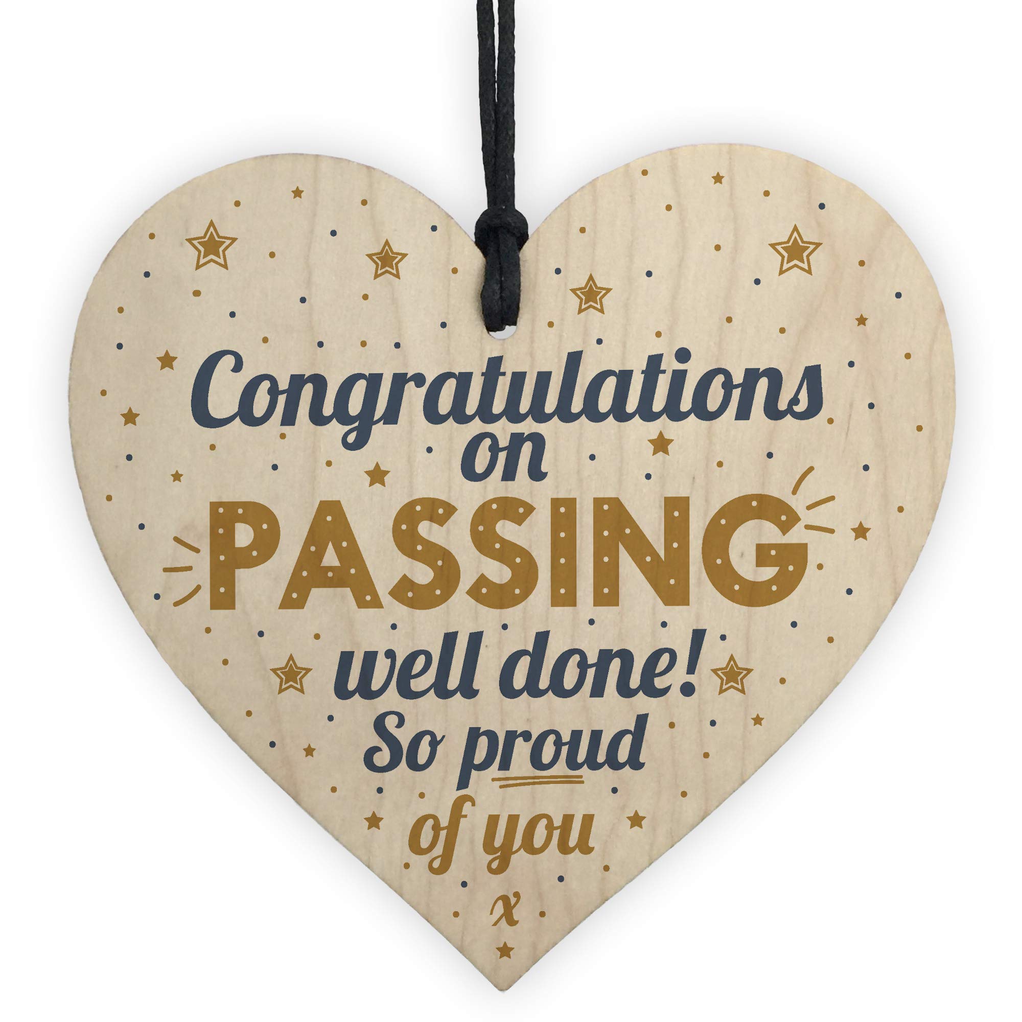 Red Ocean Congratulations You PASSED Wooden Heart University Colleague Exam Graduation Gift