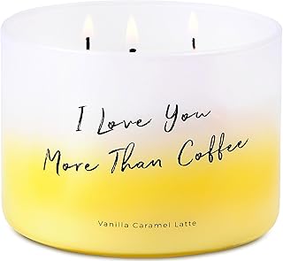 Vanilla Caramel Latte Candle - 3-Wick Soy Scented Candle, 15.8 oz - Coffee Shop Scent, Aromatherapy, Long-Lasting Clean Burn - Cozy Café Vanilla & Caramel Gift Candle