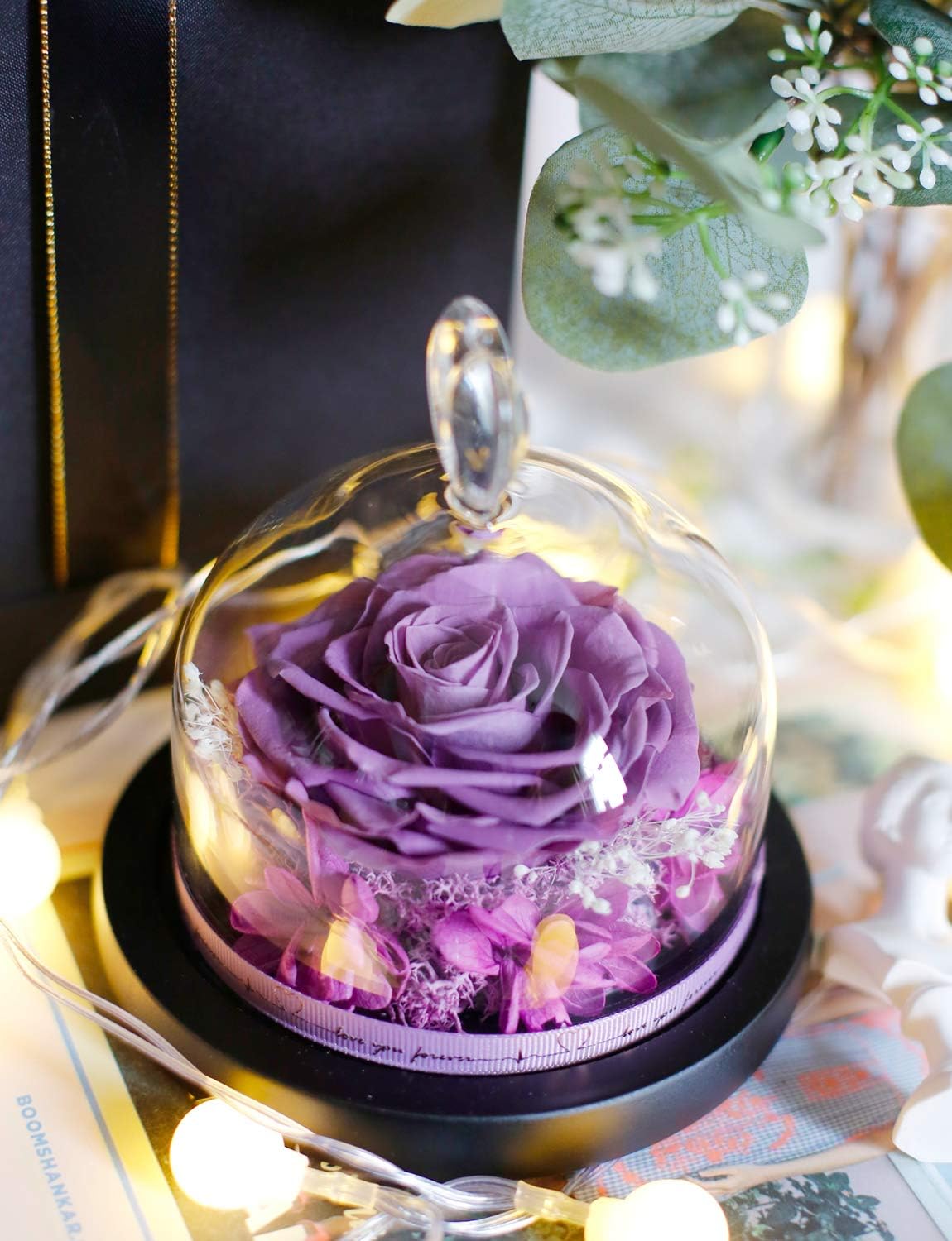 DuHouse Forever Roses Preserved Real Flowers Eternal Enchanted Rose Flower Box for Valentines Gifts Birthday Anniversary Christmas(Lavender) - Image 3